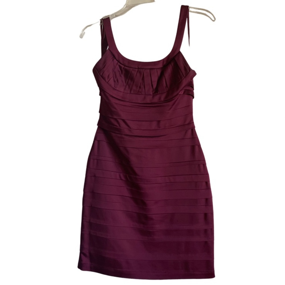 BCBG MaxAzria Burgundy Silk Bandage Mini Dress